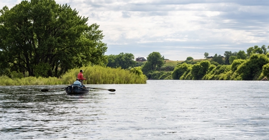 boating on river