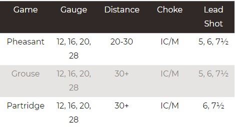Chart for proper shot shell assistance